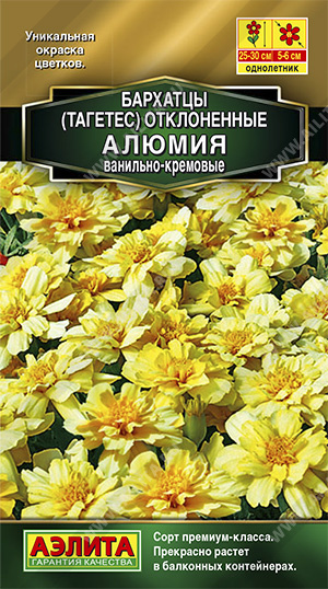 Бархатцы (тагетис)_Алюмия Ванильно-Кремовые (Золотая серия)_10_шт._Аэлита