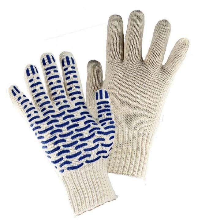 ПЕРЧАТКИ х/б 5-и нитка 7,5 кл. ПРОФИ с ПВХ Волна