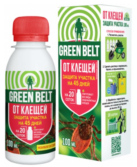 дом и сад Концентрат от клещей для защиты участка, ВРК (фл 100 мл)  GREEN BELT - 48 шт/кор /14601826018281/
