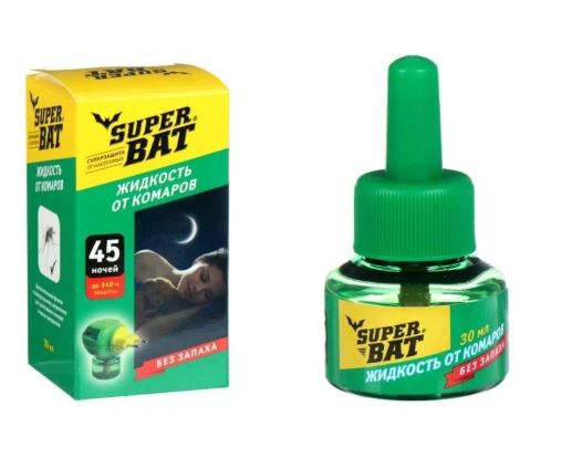 SuperBAT Жидкость от комаров доп. флакон на 45 ночей, 30 мл, 24 шт./кор.