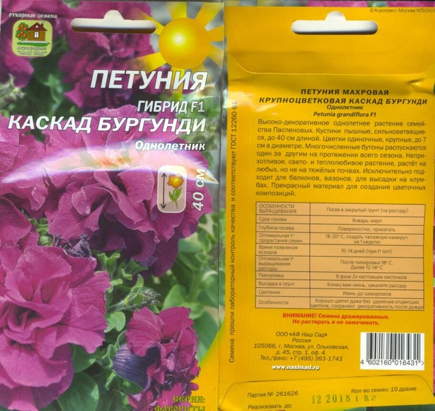 Петуния бургунди f1