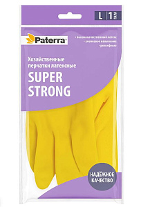 ПЕРЧАТКИ хозяйственные, резиновые SUPER STRONG, р-р L, PATERRA