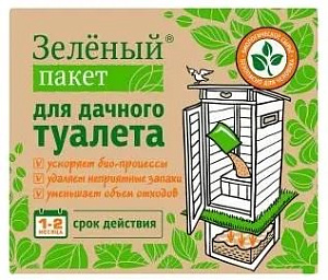 Зеленый пакет для дачного туалета Доктор Робик 112, 30г