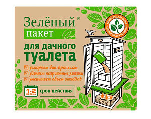 Зеленый пакет для дачного туалета Доктор Робик 112, 30г
