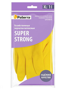 ПЕРЧАТКИ хозяйственные, резиновые SUPER STRONG, р-р XL, PATERRA