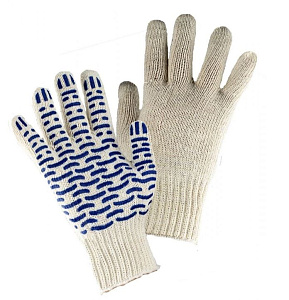 ПЕРЧАТКИ х/б 5-и нитка 7,5 кл. ПРОФИ с ПВХ Волна