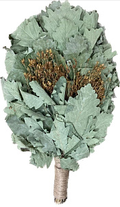 Веник дубовый КАВКАЗСКИЙ ПРЕМИУМ  с ТРАВАМИ + ручка джут