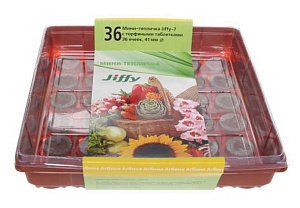 Мини-тепличка квадратная c торфяными таблетками Jiffy-7(41/36)